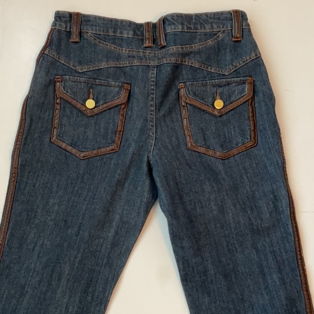 A.Z.I Cropped Jeans With Faux Leather Trim - Picture 8 of 8